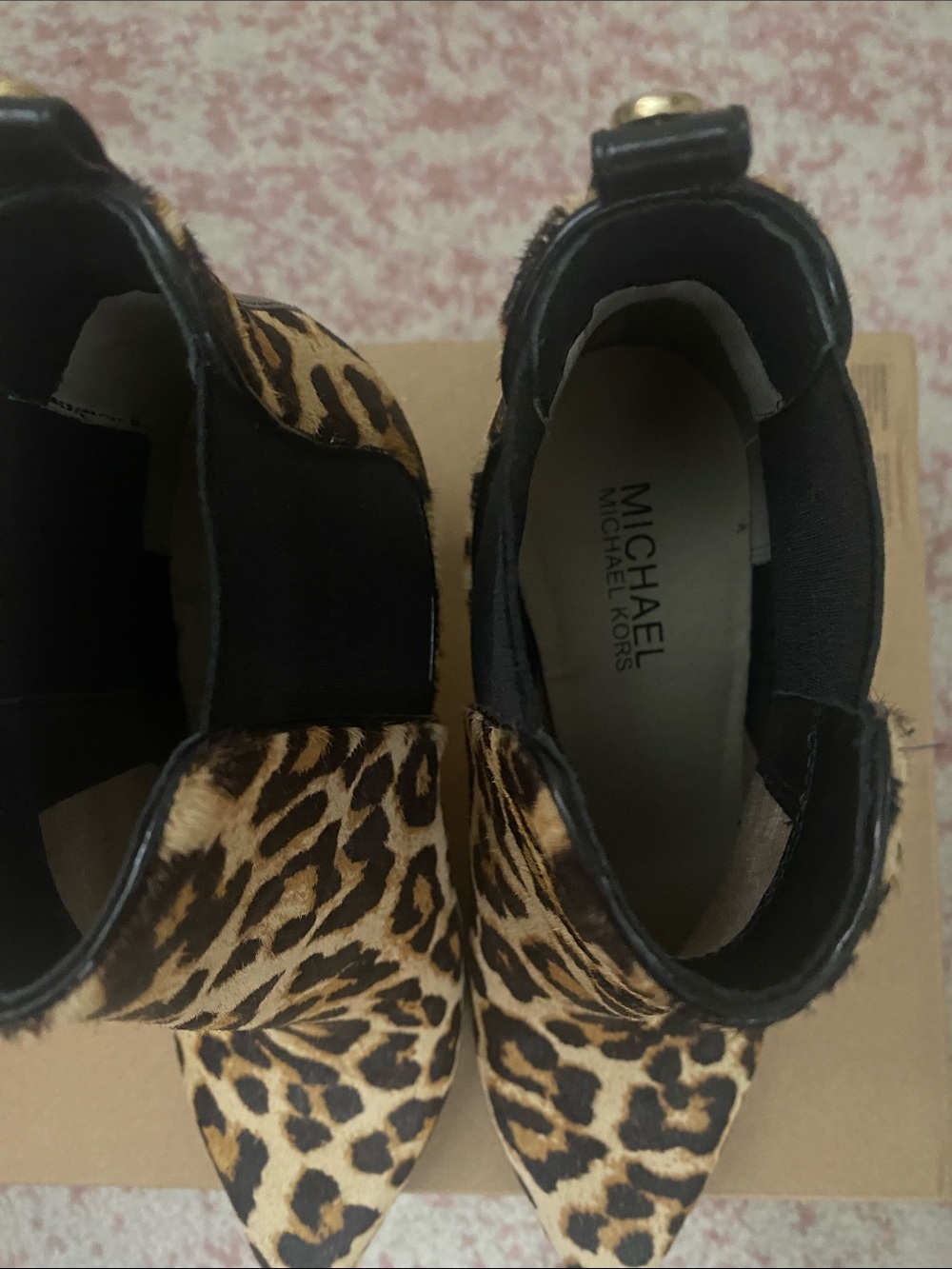 Michael Kors Women Leopard-Print Pointed Ankle Boots - Brown/Black